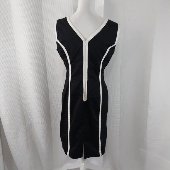 WORTHINGTON! BLACK & WHITE GEOMETRIC SLEEVELESS SHIFT STYLE DRESS! SZ 12 - Picture 5 of 8